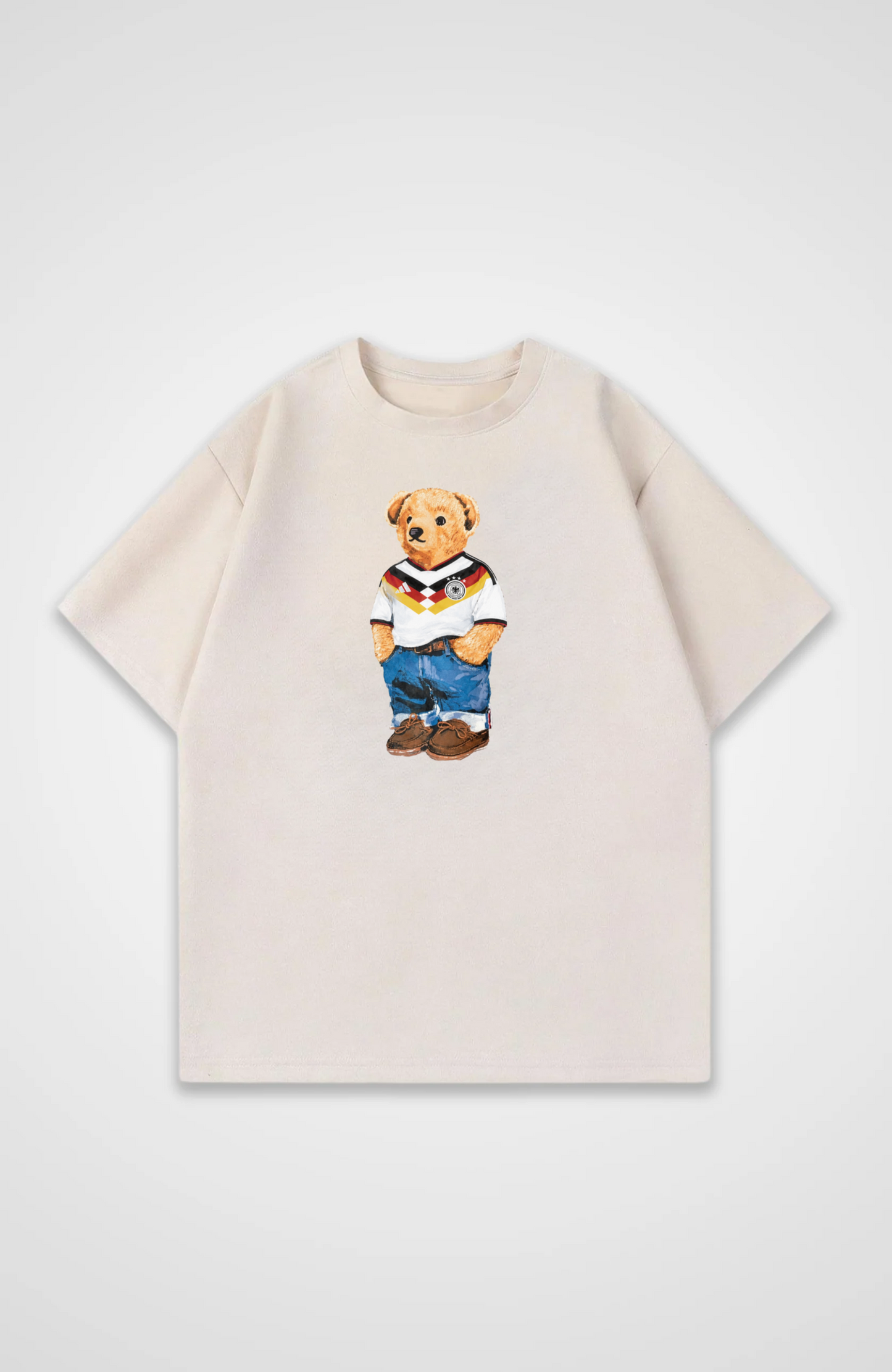 Deutschland Bär Oversized Shirt - Beige Front (Designed)
