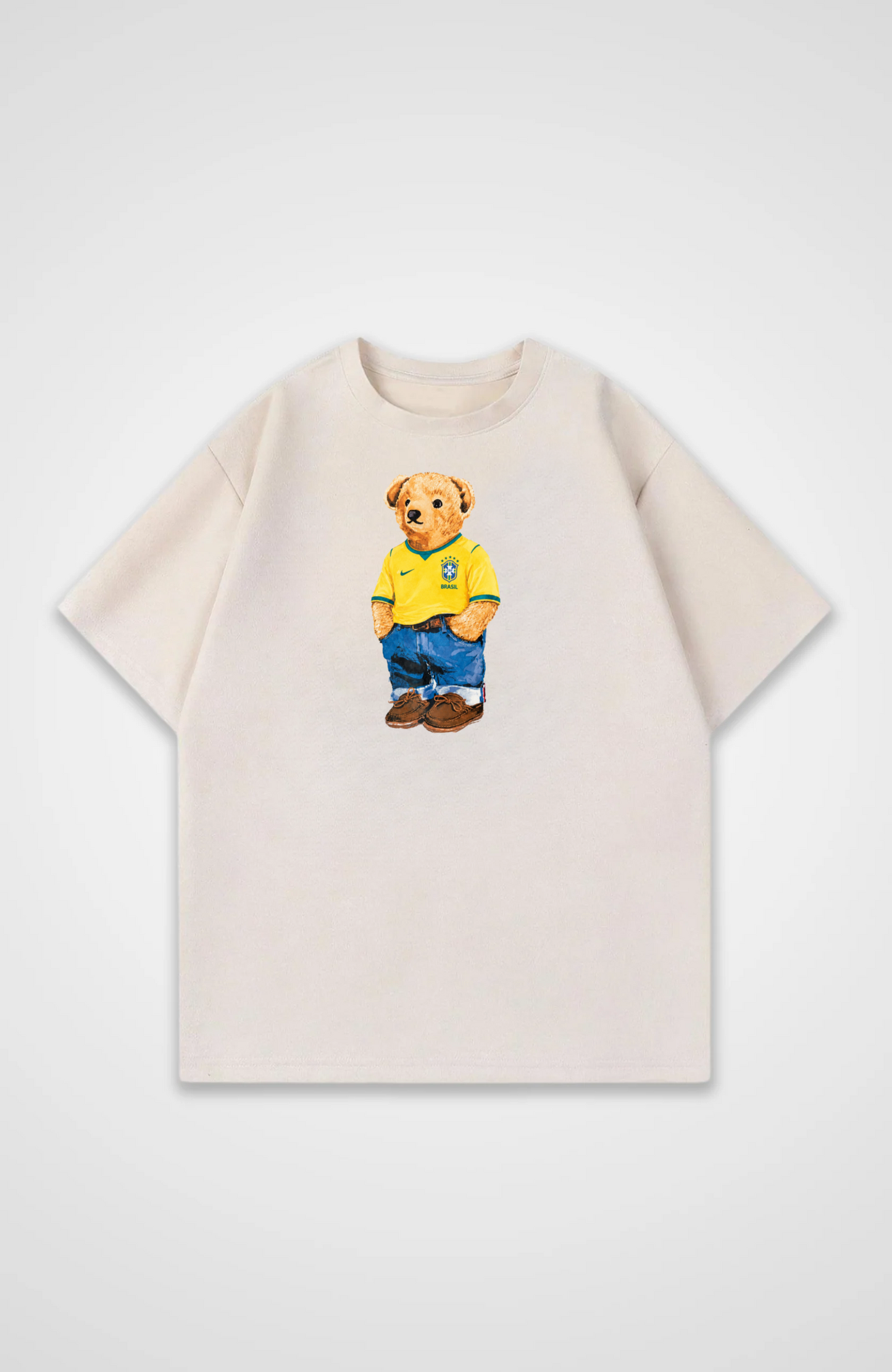 Brasilien Bär Oversized Shirt - Beige Front (Designed)