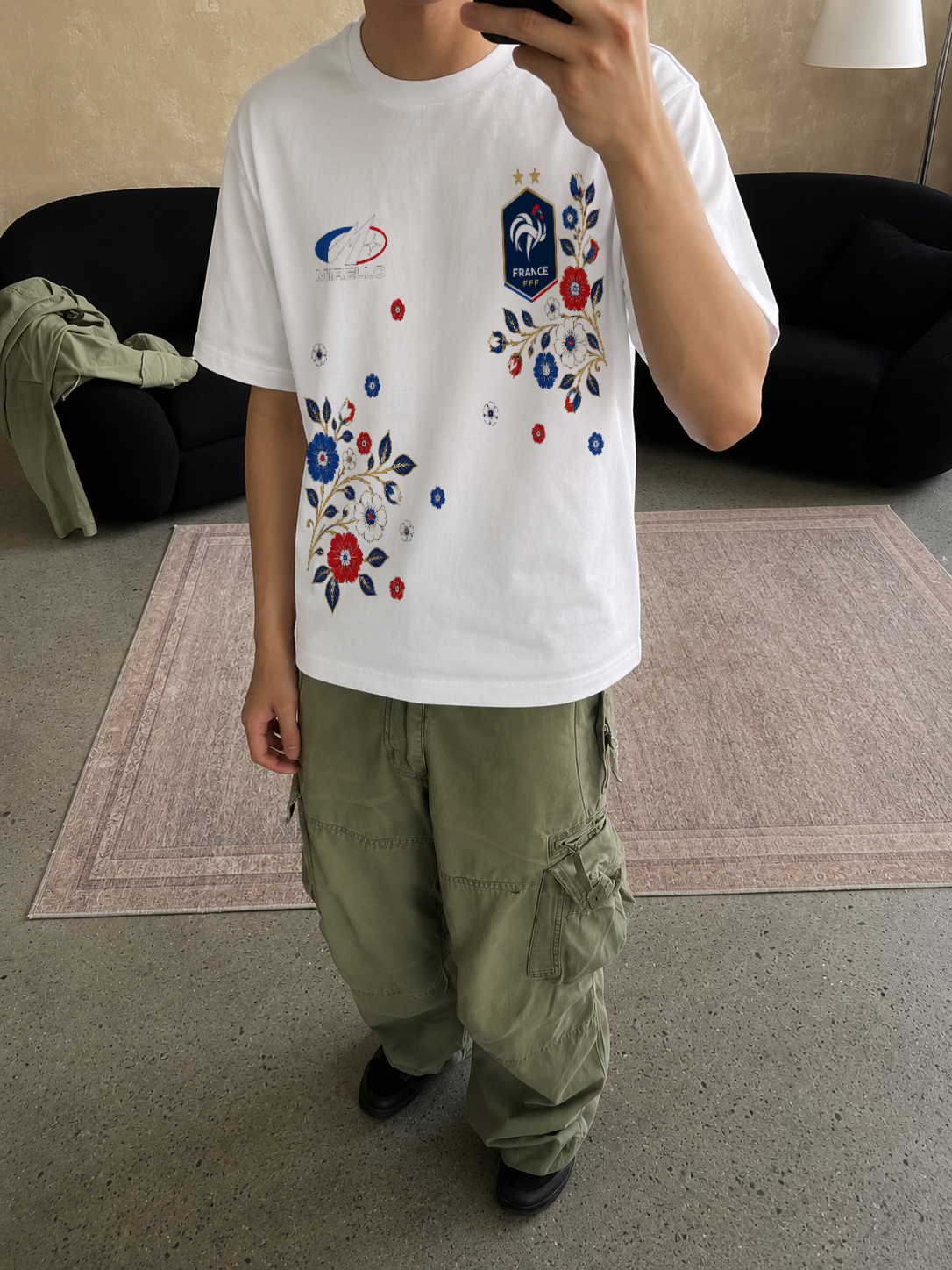 Frankreich Blüten Oversized Shirt