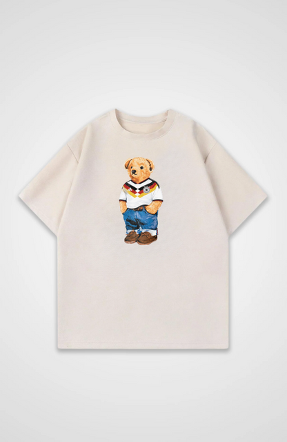 Deutschland Bär Oversized Shirt - Beige Front (Designed)