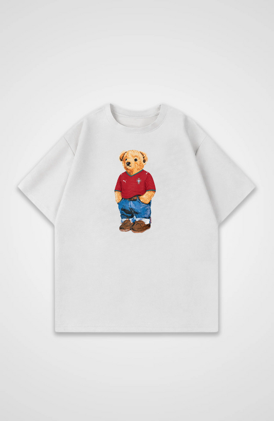 Portugal Bär Oversized Shirt - White Front (Designed)