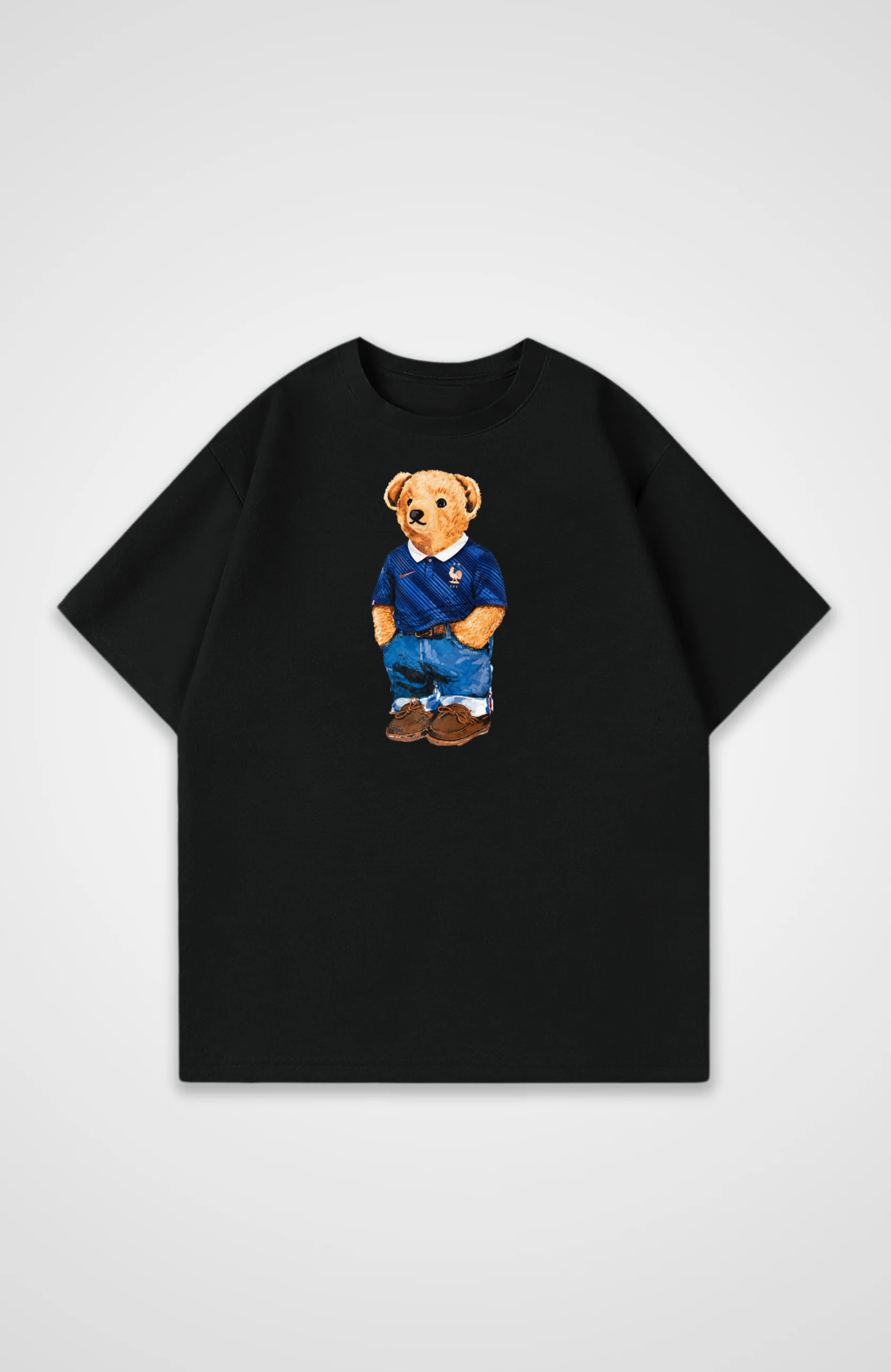 Frankreich Bär Oversized Shirt - Black Front (Designed)