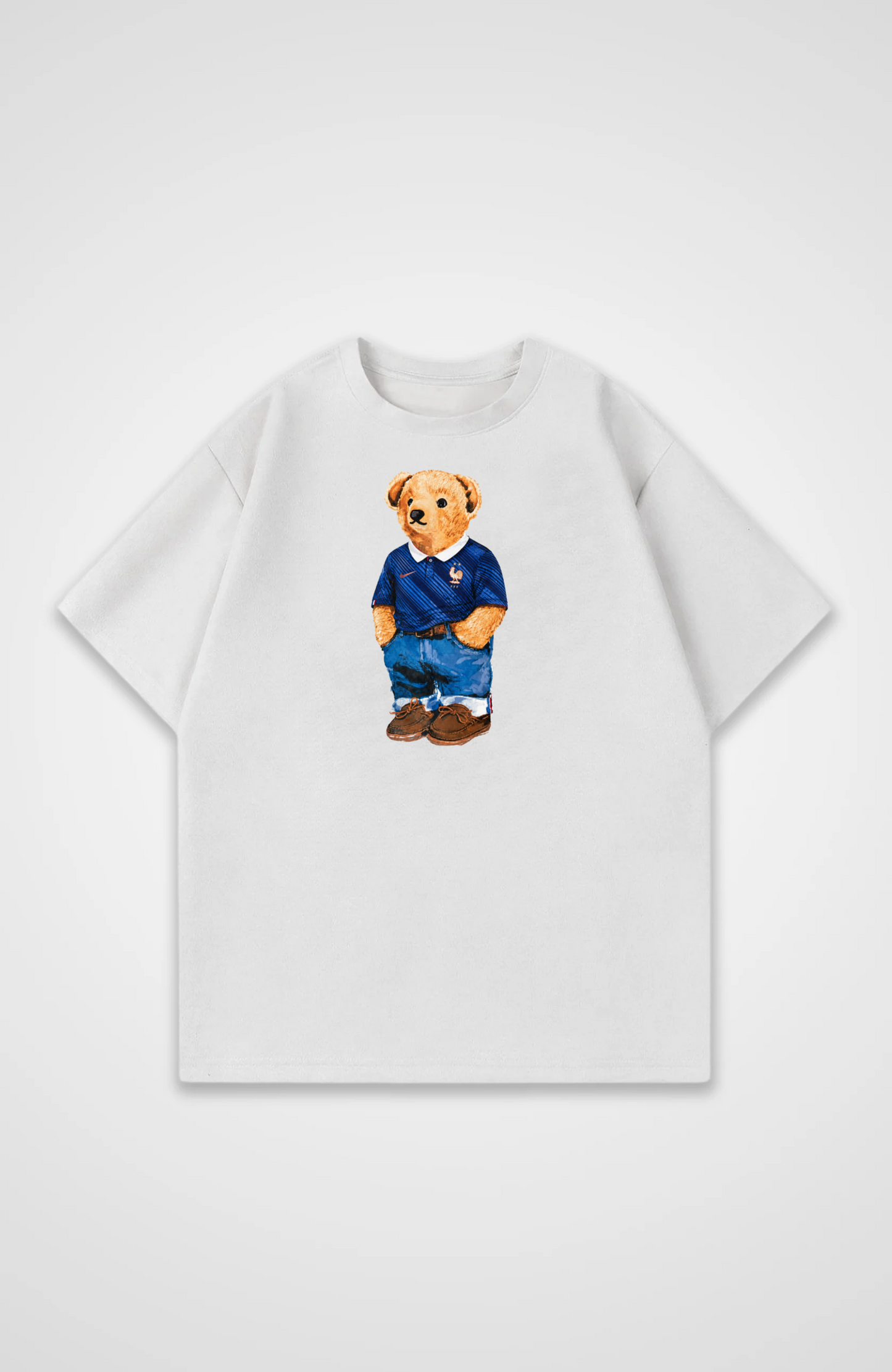Frankreich Bär Oversized Shirt - White Front (Designed)