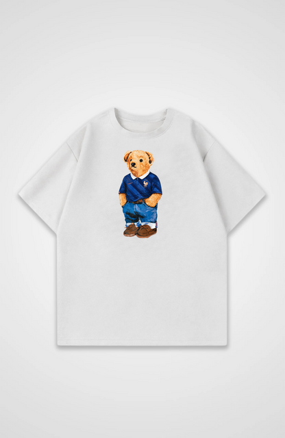 Frankreich Bär Oversized Shirt - White Front (Designed)