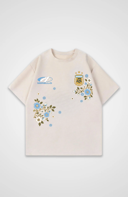 Argentinia V2 Jersey Oversized Shirt - Beige Front (Designed)