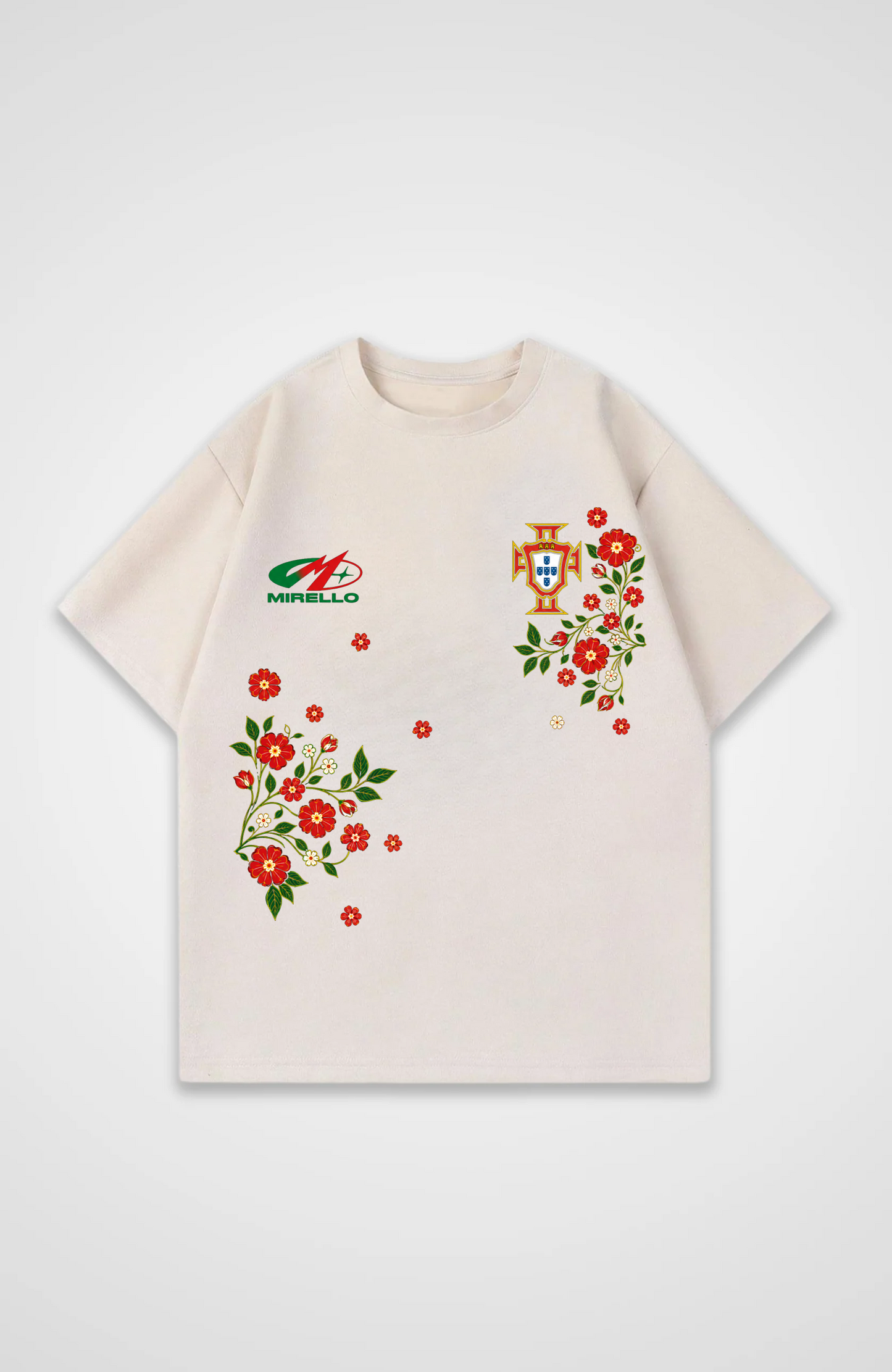 Portugal V2 Jersey Oversized Shirt - Beige Front (Designed)