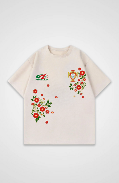Portugal V2 Jersey Oversized Shirt - Beige Front (Designed)